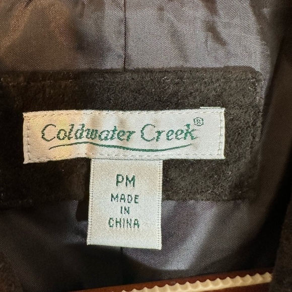 Coldwater Creek Brown Leather Suede Embroidered Beaded Sequins Jacket Lined PM - Picture 3 of 10